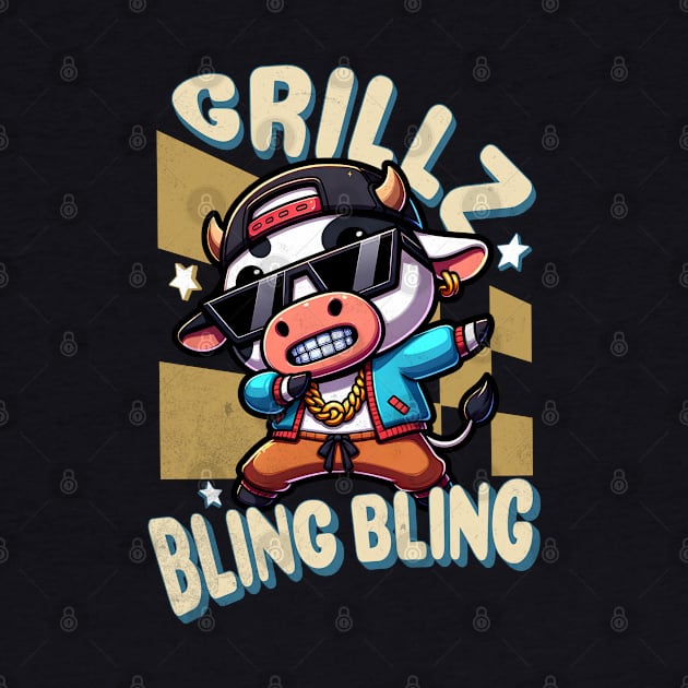 Grillz a Cow Dabbing Funny Bling Bling by alcoshirts